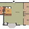 Floor plan for 2 beds, 1 bath, 1260 sqft